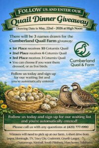 Cumberland Quail Dinner Giveaway